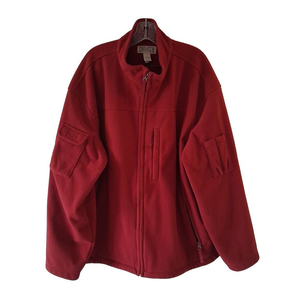 Duluth Trading Mens 2XL Shoreman Fleece Windproof Jacket Full Zip Maroon Red